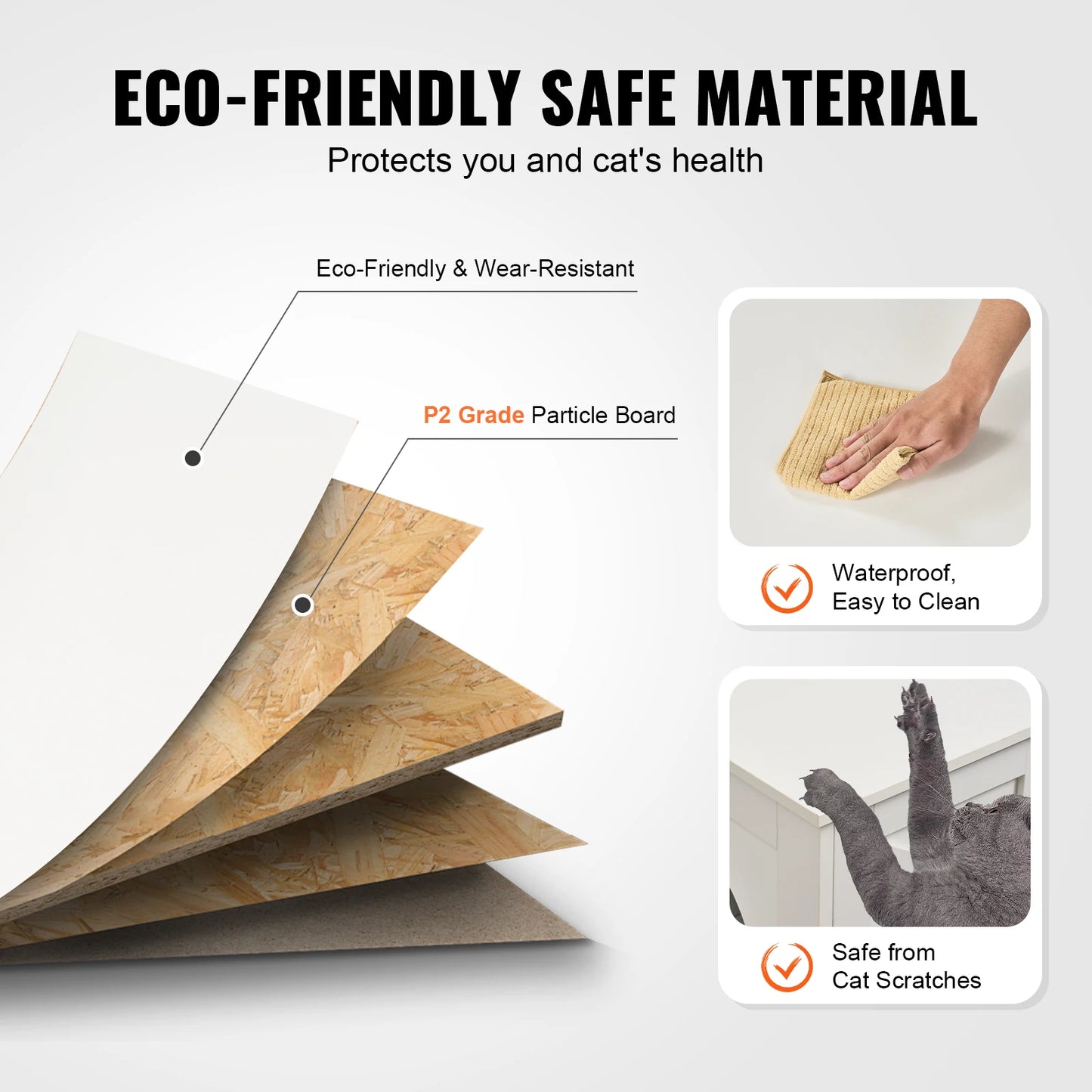 SucceBuy Cat Litter Box Enclosure for 2 Cats Litter Box Furniture Hidden Wooden Cat Box Cabinet Fit Most of Litter Box White