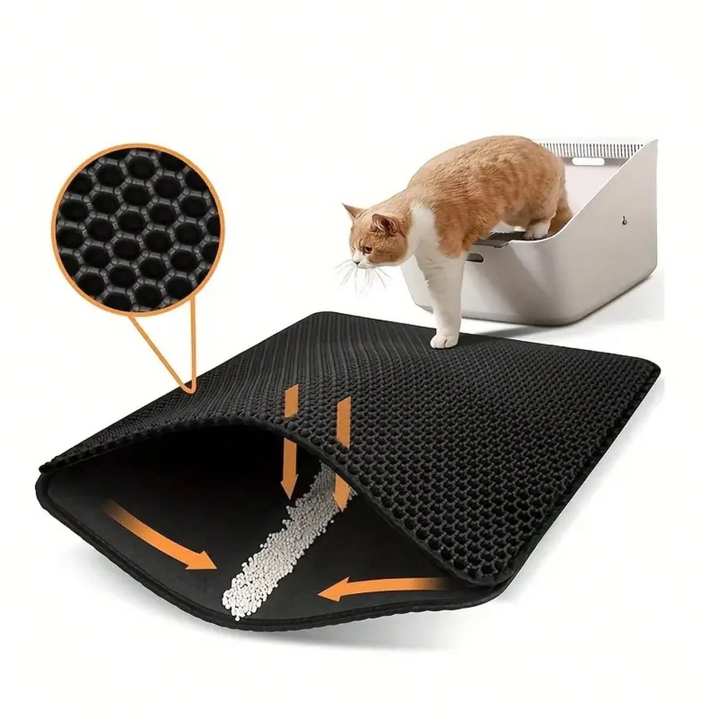 Cat Litter Mat Black Litter Trapping Mat, Non Slip Waterproof Urine Proof Cat Litter Box Mat, Indoor Box Supplies And Essentials