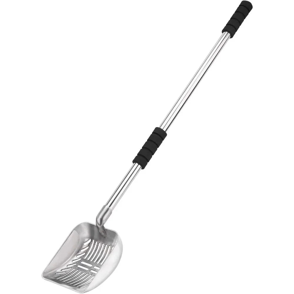 Yangbaga Metal Cat Litter Scoop with Deep Shovel&Long Handle,Detachable Stainless Steel Non-Stick Litter Sifter with Foam Padded