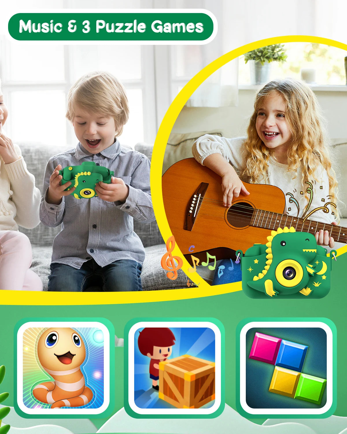 2.0" Kid‘s Digital Camera Rechargeable Cartoon Camera Toy 20MP 1080P HD Mini Selfie Camera Gift For Boys Girls