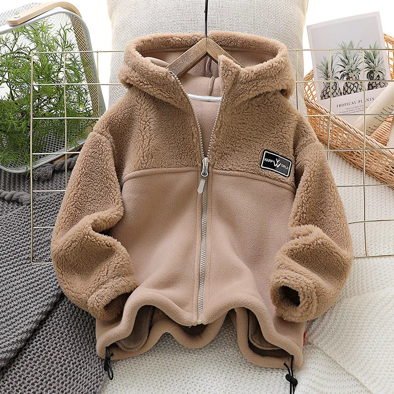 IYEAL Children's  Jacket Coat  Autumn Winter Warm Fleece Outerwear Boys Clothing Fleece Thickened Boy Clothes 4  8 to 10 years