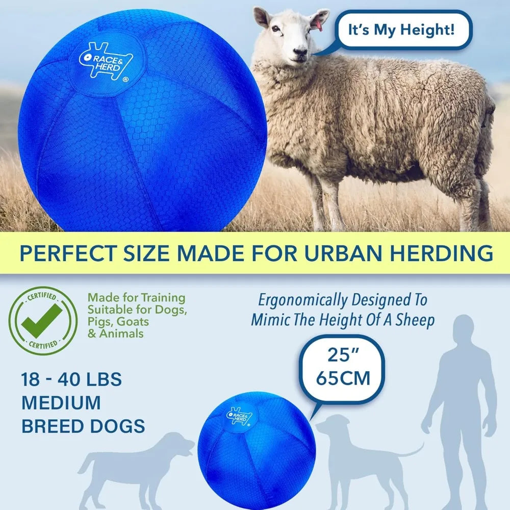 Race&Herd 25" Original Herding Ball for Dogs, Giant Herding Ball for Australian Shepherds, Dog Training Toy for Medium Breeds, D