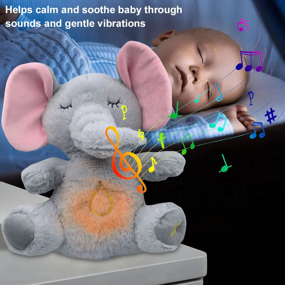 Cute Animal Sleeping Music Toy with Music Lights Rhythmic Breathing Motion Baby Sleep Soother Musical Baby Toy for Newborns