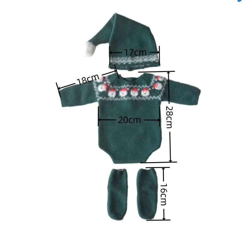 Christmas Baby Clothes Birth Photography Props Articles Newborn Knitted Outfit Costume Infant Photo Shoot Accessories Male Sets