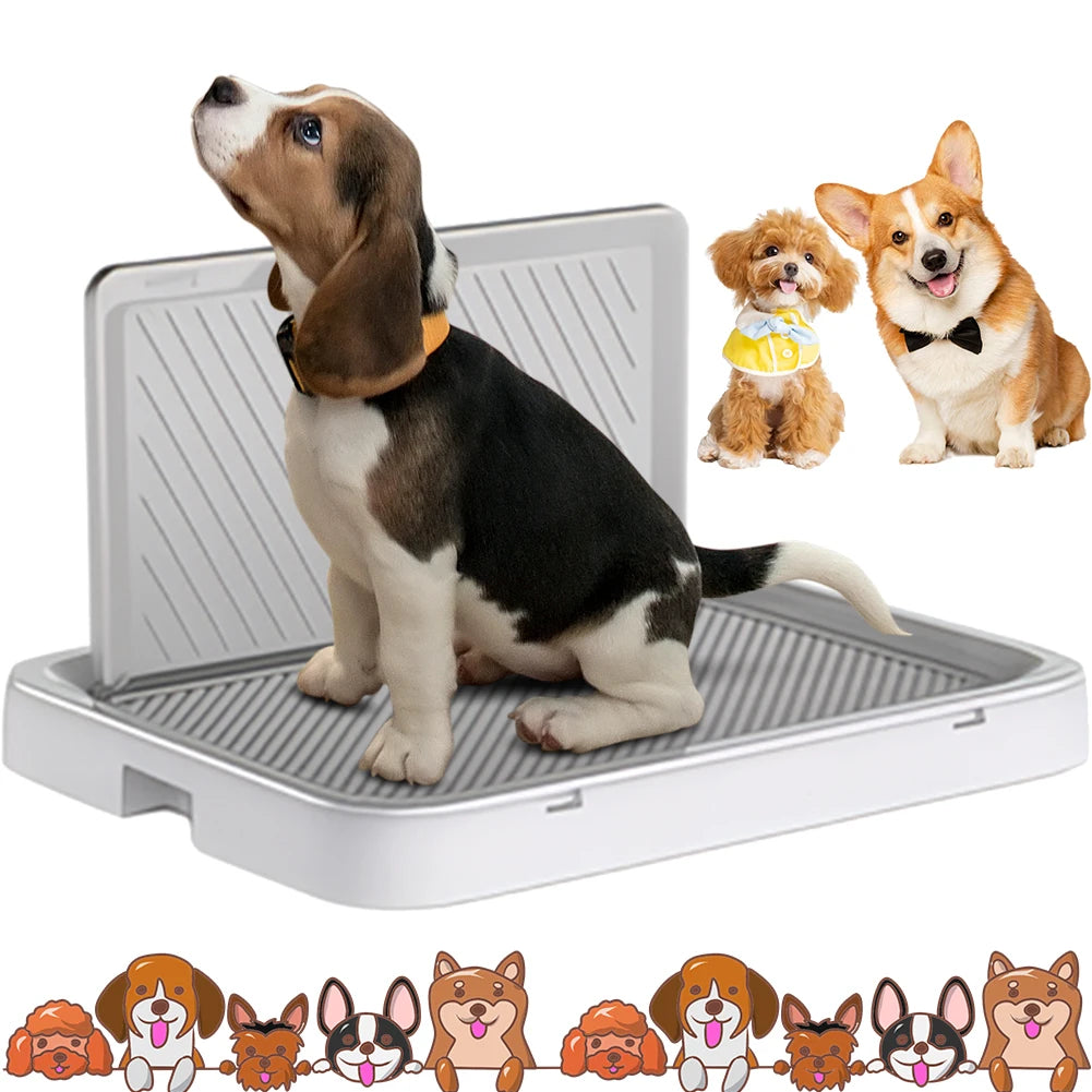 Dog Potty Tray with Pee Wall Portable Dog Potty Anti-Splash Training Pee Pad Holder Dog Potty Trainer for Small and Medium Dogs