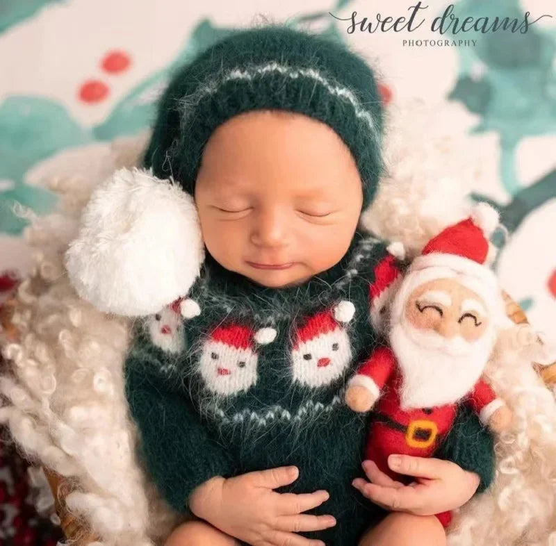 Christmas Baby Clothes Birth Photography Props Articles Newborn Knitted Outfit Costume Infant Photo Shoot Accessories Male Sets