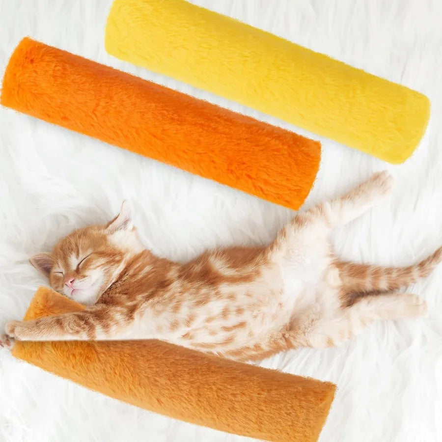 6 Pcs 10.6 Inch Fall Cat Toys Thanksgiving Cat Catnip Toys Interactive Kitten Kicker Toy Orange Yellow Gold Soft Plush Kitten P