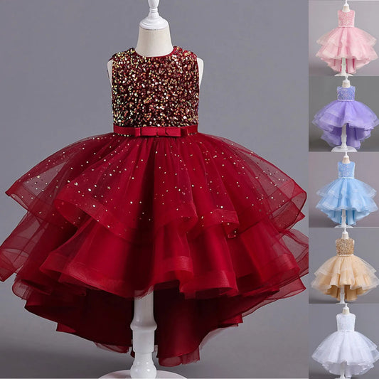 Beautiful Little Girls Ruffled Tiered Birthday Wedding Party Ball Gowns Flower Girl Formal Toddler Cupcake Pageant Dress