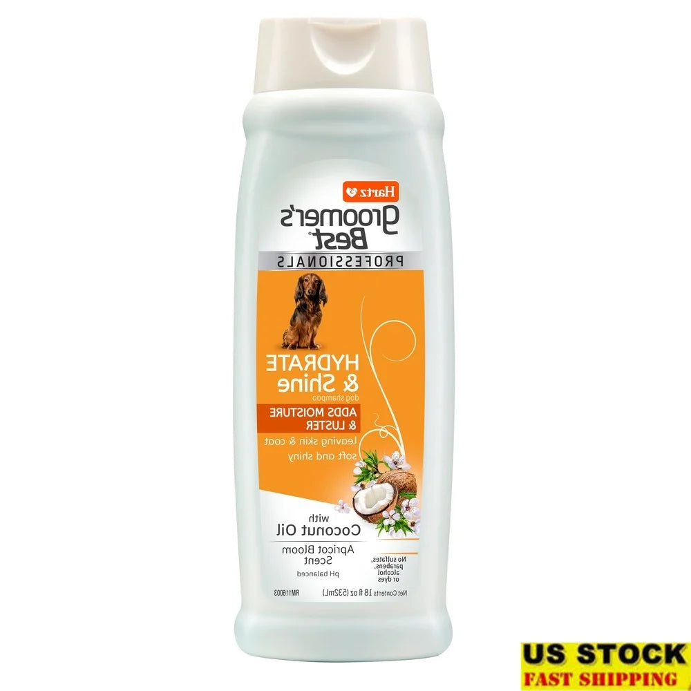 Hydrating Dog Shampoo with Coconut Oil Apricot Bloom Scent Professional Formula Gentle Sulfate Free All Dogs Skin Coat Shine