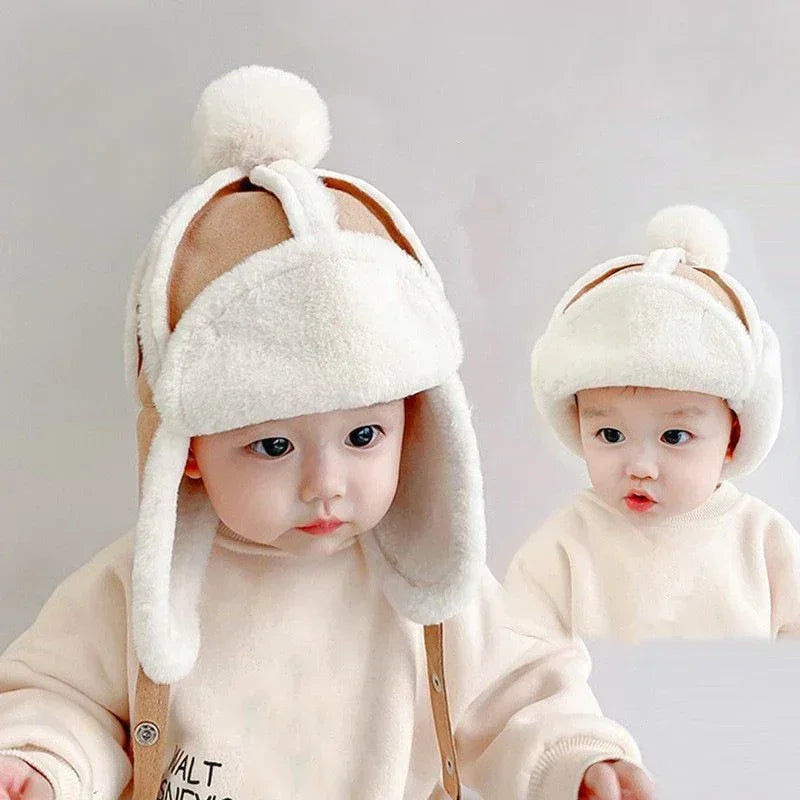 Baby Toddler Winter Ushanka LeiFeng Hat Cute Pompom Earflap Warm Outdoor Ear Protection Kids Cap