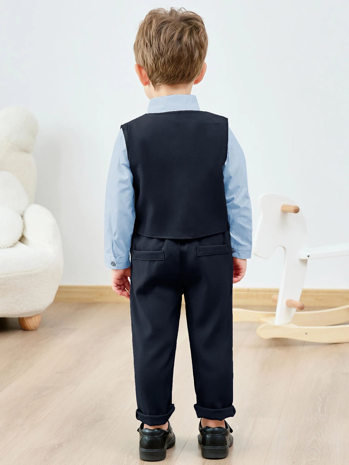 Toddler Baby Boy Suit Formal Wedding Outfits Gentleman Clothes Long Sleeve Shirt + Suspender Pants + Bowtie 1-5T