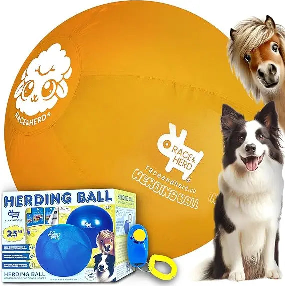 Race&Herd 25" Original Herding Ball for Dogs, Giant Herding Ball for Australian Shepherds, Dog Training Toy for Medium Breeds, D