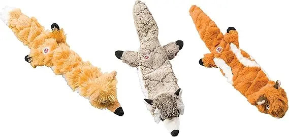 Ethical Pets Large Skinneeez Extreme Stuffingless Dog Toy Bundle: Chipmunk, Raccoon and Fox3