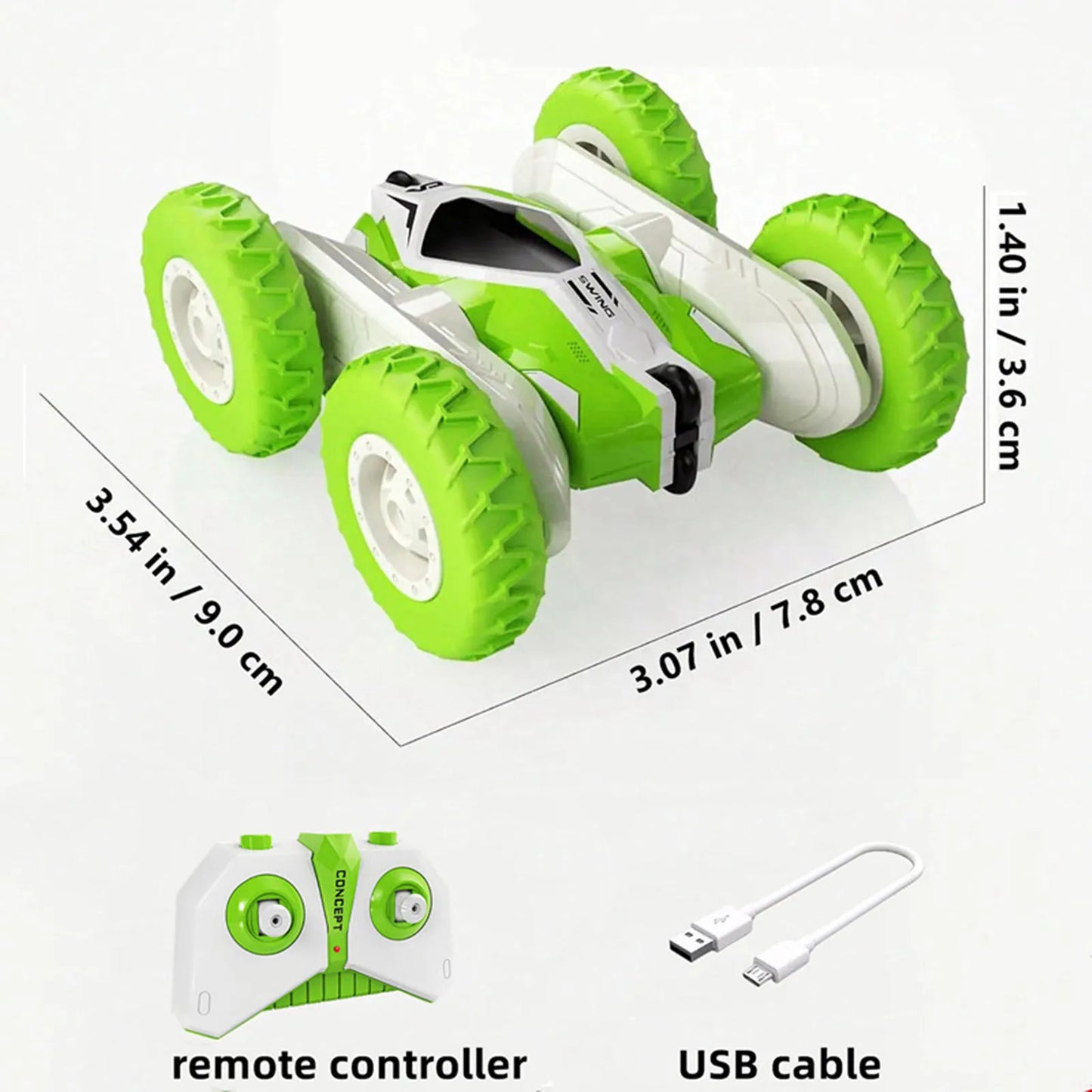 Mini Remote Control Car RC Cars for Kid, 4WD 2.4GHz Remote Control Toys, Double Sided Flips 360° Rotating RC Stunt Car, Toy Gift
