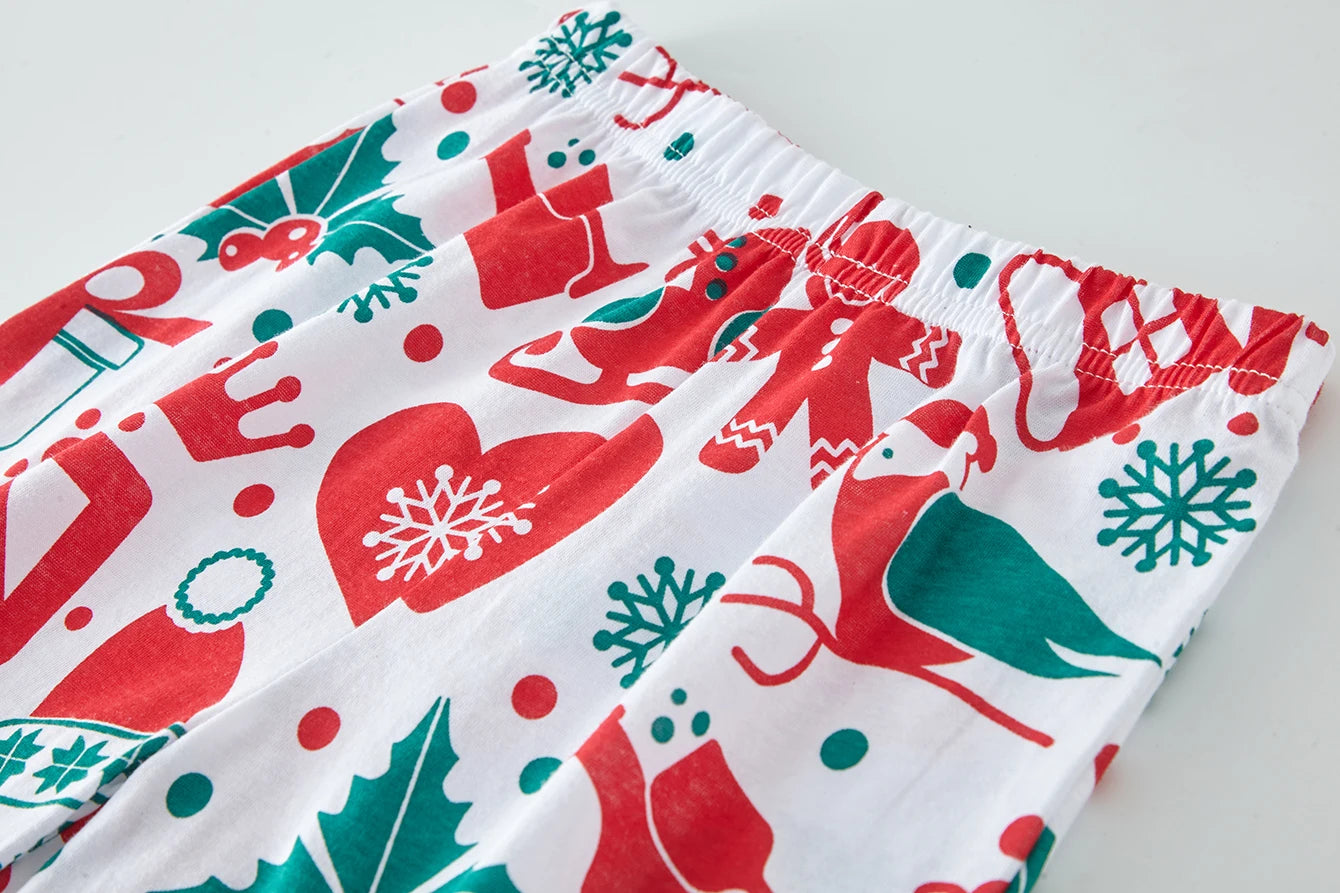 Christmas Pajamas 100% Cotton Long Sleeve sleepwear 1-8 Year Old Boys and Girls Cartoon Christmas Pattern Full Print Pajama Set
