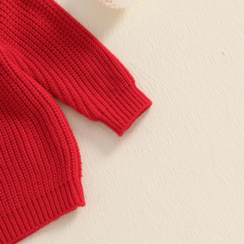 Toddler Holiday Sweater Cozy Knitted Reindeer Pattern Crew Neck Pullover Festive Christmas Jumper for Kids