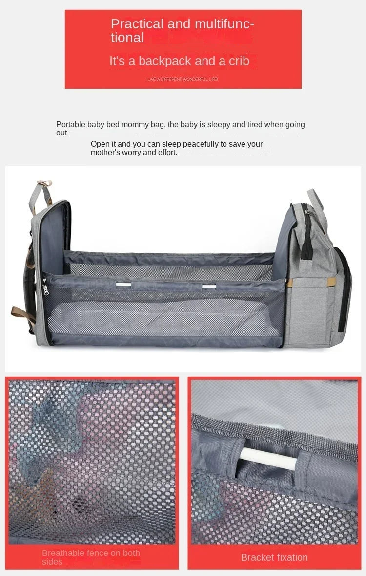 Multifunctional Mommy Bag Large Capacity Foldable Stroller Diaper Organizer Travel Shoulder Bags for Mother and Baby