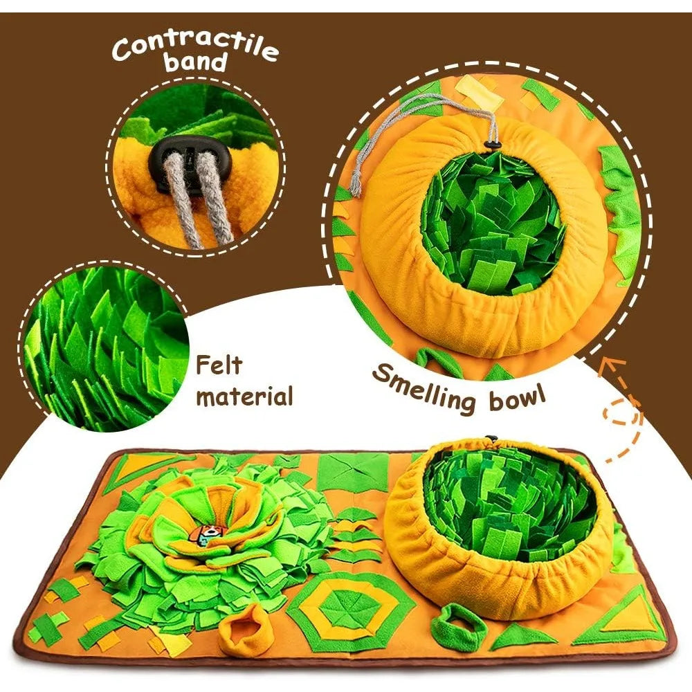 AWOOF Large Dog Snuffle Mat, Interactive Feeding Mat, 34.6 in x 19.6 in, Squeaker and Crinkle Paper, Non-Slip, Easy to Clean