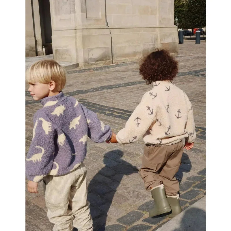 2025 Winter Casual Boys Coat  Sherpa Jacket  Boys Girls Fashion Fleece Warm Outfit for Boys Girls Winter Kids Clothing