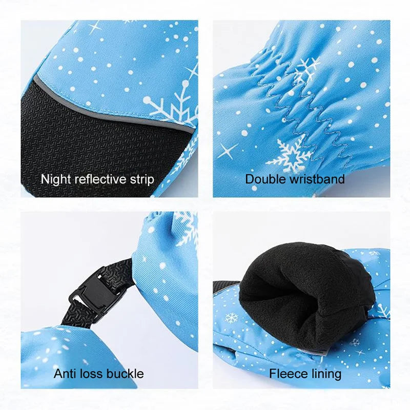 Kids Winter Skiing Gloves 3m Thinsulate Lining Waterproof Windproof Anti Slip Warm Mittens Boys Girls Outdoor Sports Snow Gloves