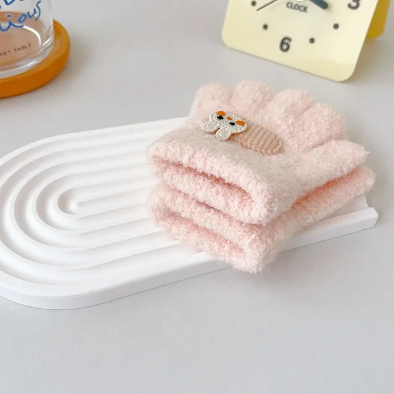 1-3Y Toddler Kids Cartoon Knitted Gloves - Cute Warm Mittens with Cartoon Pattern for Baby Boys Girls Outdoor