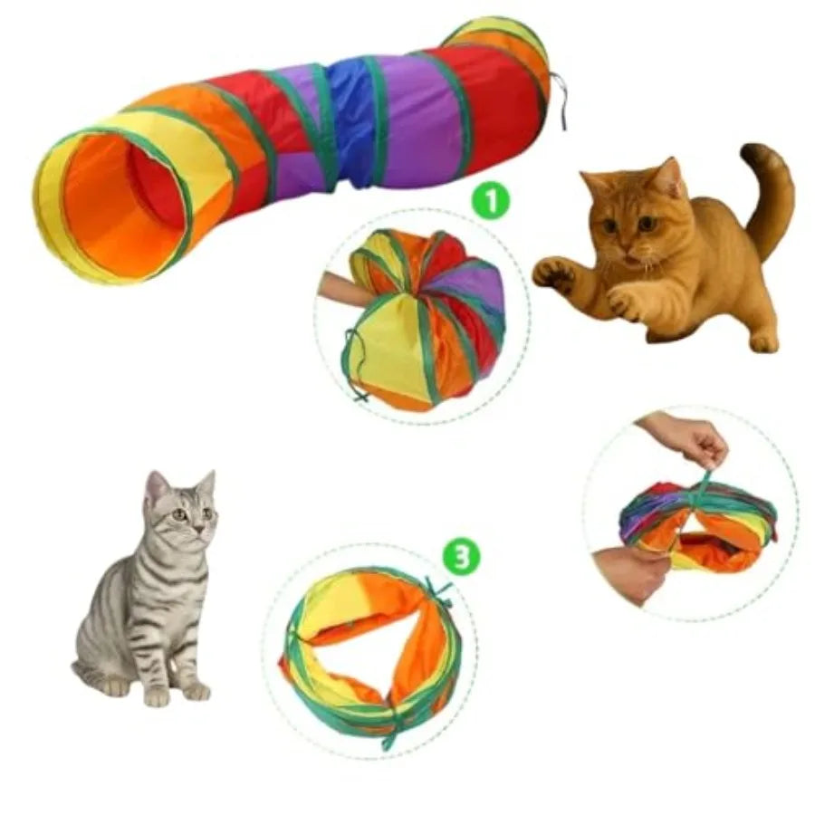 Cat Tunnel Toy Set for Indoor Cats 20 Pcs Collapsible Cat Tunnels Tubes Interactive Feather Wand Ba Toys for Kittend Large Adul