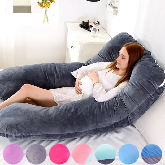 140x70cm 3000g 6.6lb Soft Pregnant Pillow U Type Lumbar Pillow Multi Function Side Protect Cushion for Pregnancy Women  velvet