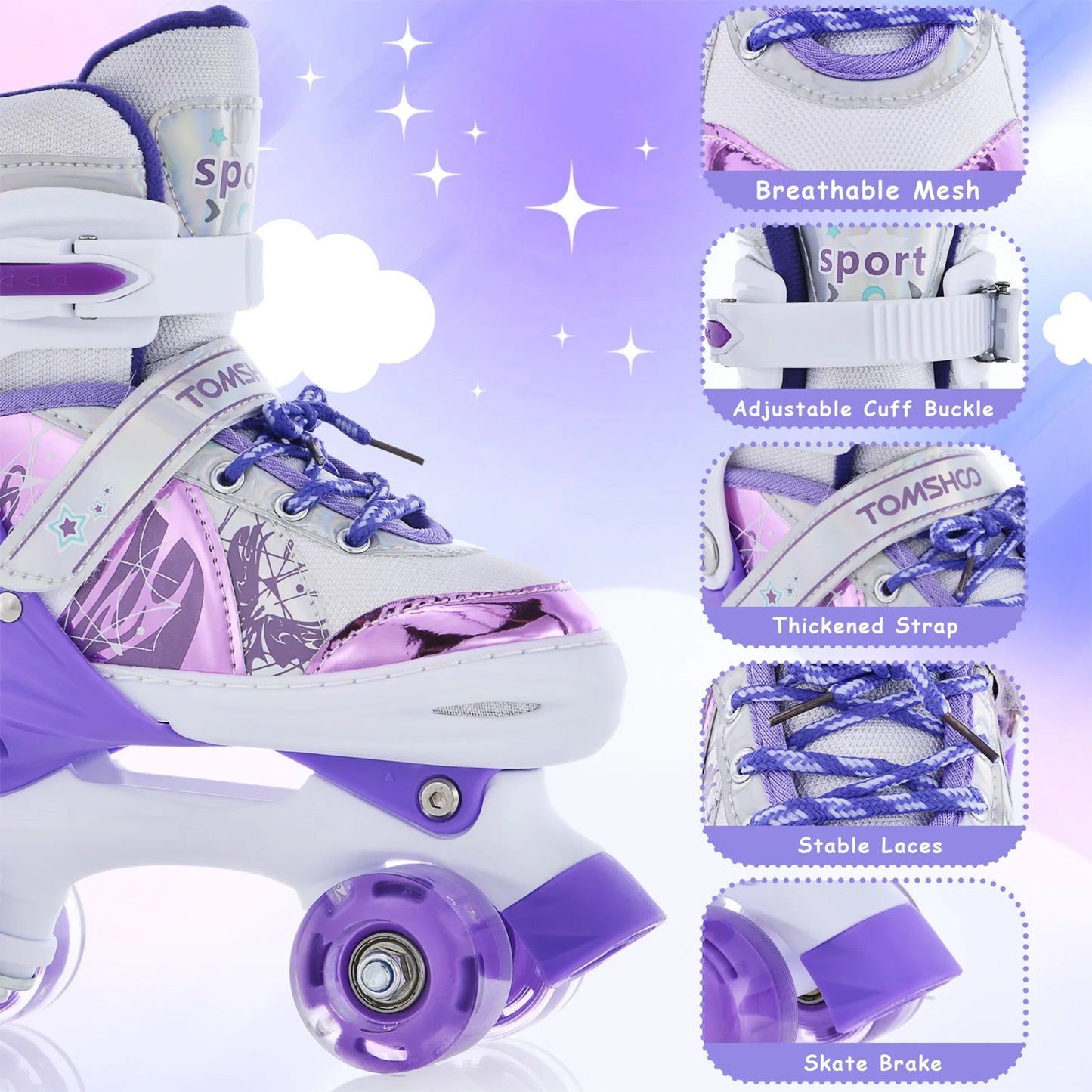 Roller Skates for Girls Boys for Kids 4 Size Adjustable Light Up kids roller skates girls roller skates kids roller skates girls