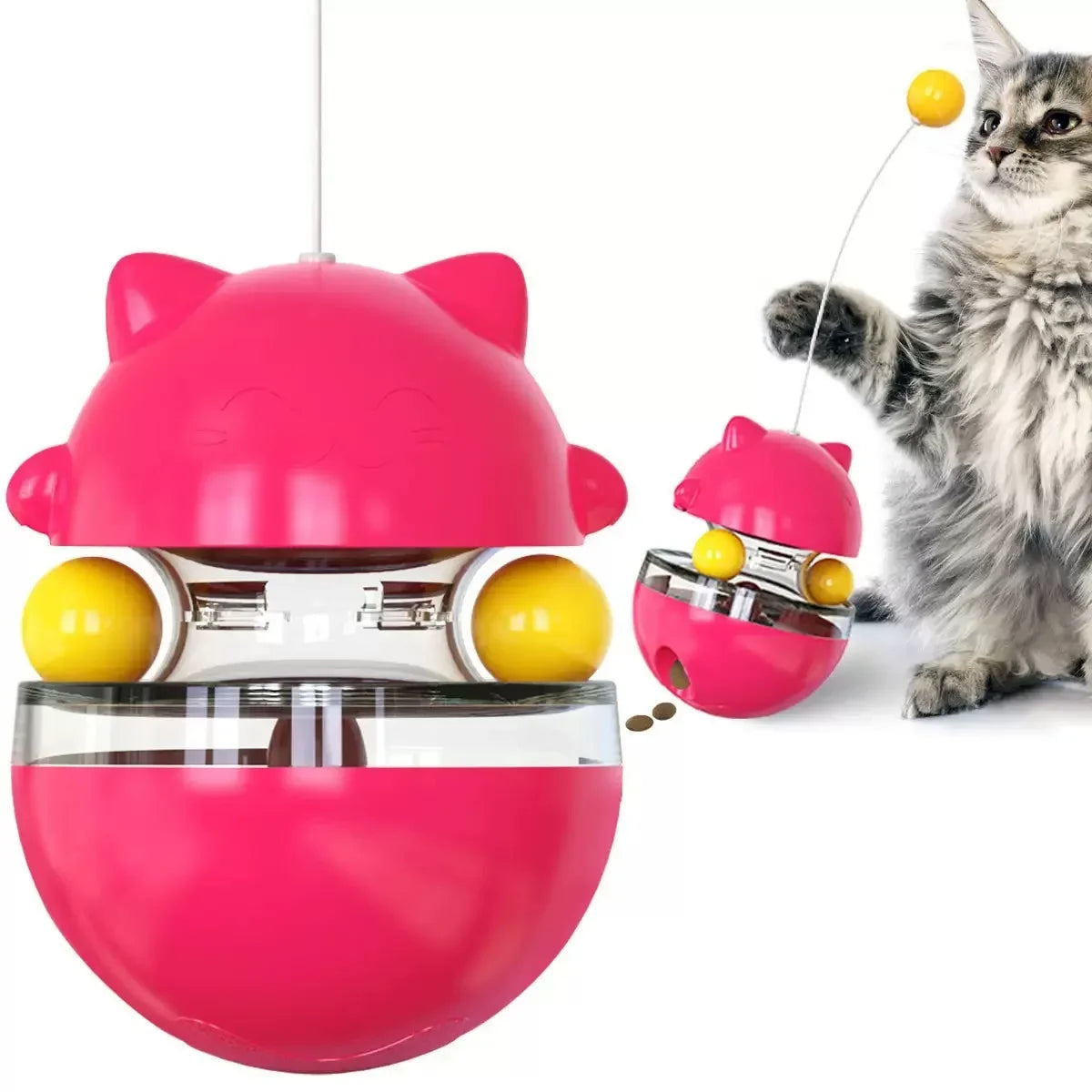 Cat Teasing Stick Tumbler Toy Leakage Food Roller Dispenser Adjustable Snack Rolling Device Interactive Fun Training Pet Cat Toy