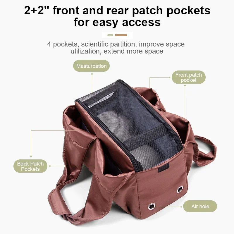 Pet Bag Folding Bags Cats Dog Breathable Folding Travel Cat Handbag Small Waterproof Shoulder Outdoor Carrying Shoulder Bag Dog