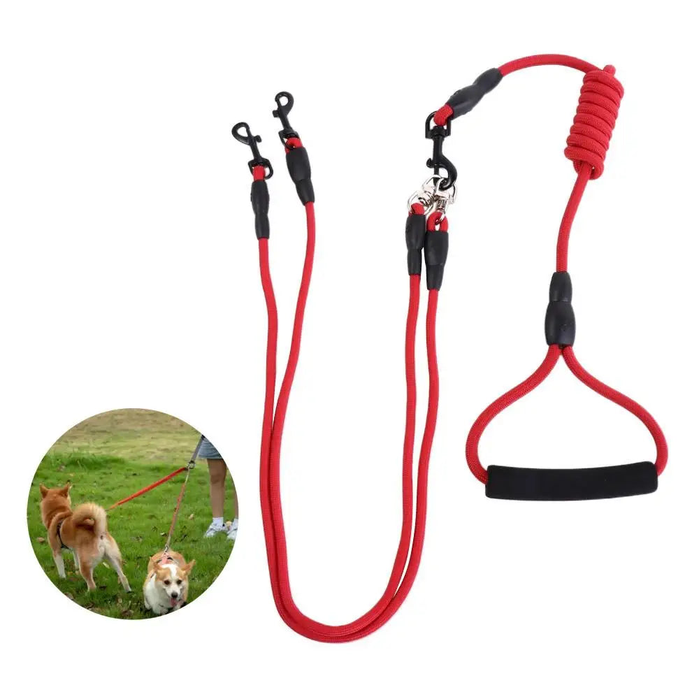 With Foam Handle 2/3/4 Way Pet Leash Nylon Detachable Two Heads Dogs Leash Black Durable Dogs Traction Rope Outdoor