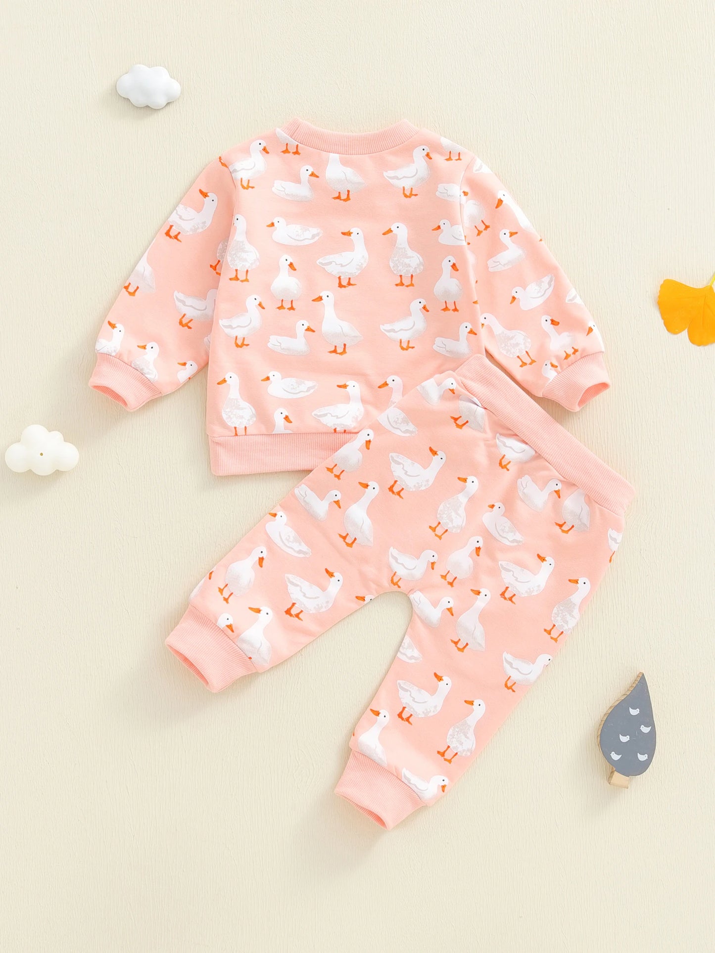 Cute Toddler Winter Clothes Bear Pattern Hooded Sweater Fleece Lined Pants 2 Piece Outfit Set for Boys and Girls