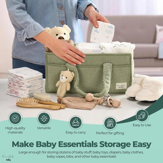 Baby Diaper Caddy Organizer, Nursery Storage Basket for Newborn Essentials,Registry Must-Have, Car Organizer for Diapers