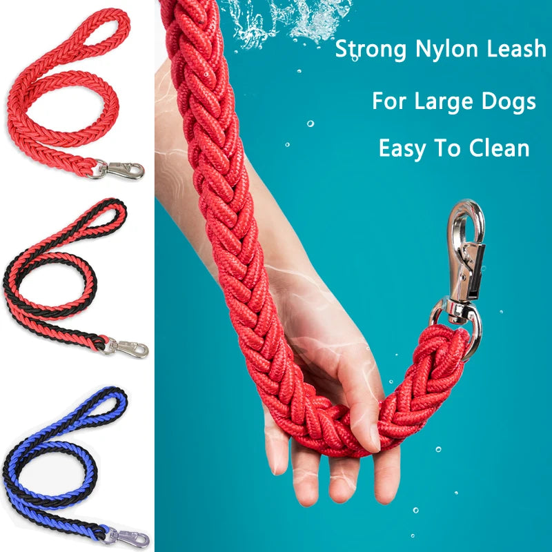Heavy Duty Dog Leash for Large Dogs, 8 Nylon Rope Braided Lead, Strong Durable Traction Strap for Medium to Big Dogs Pitbull