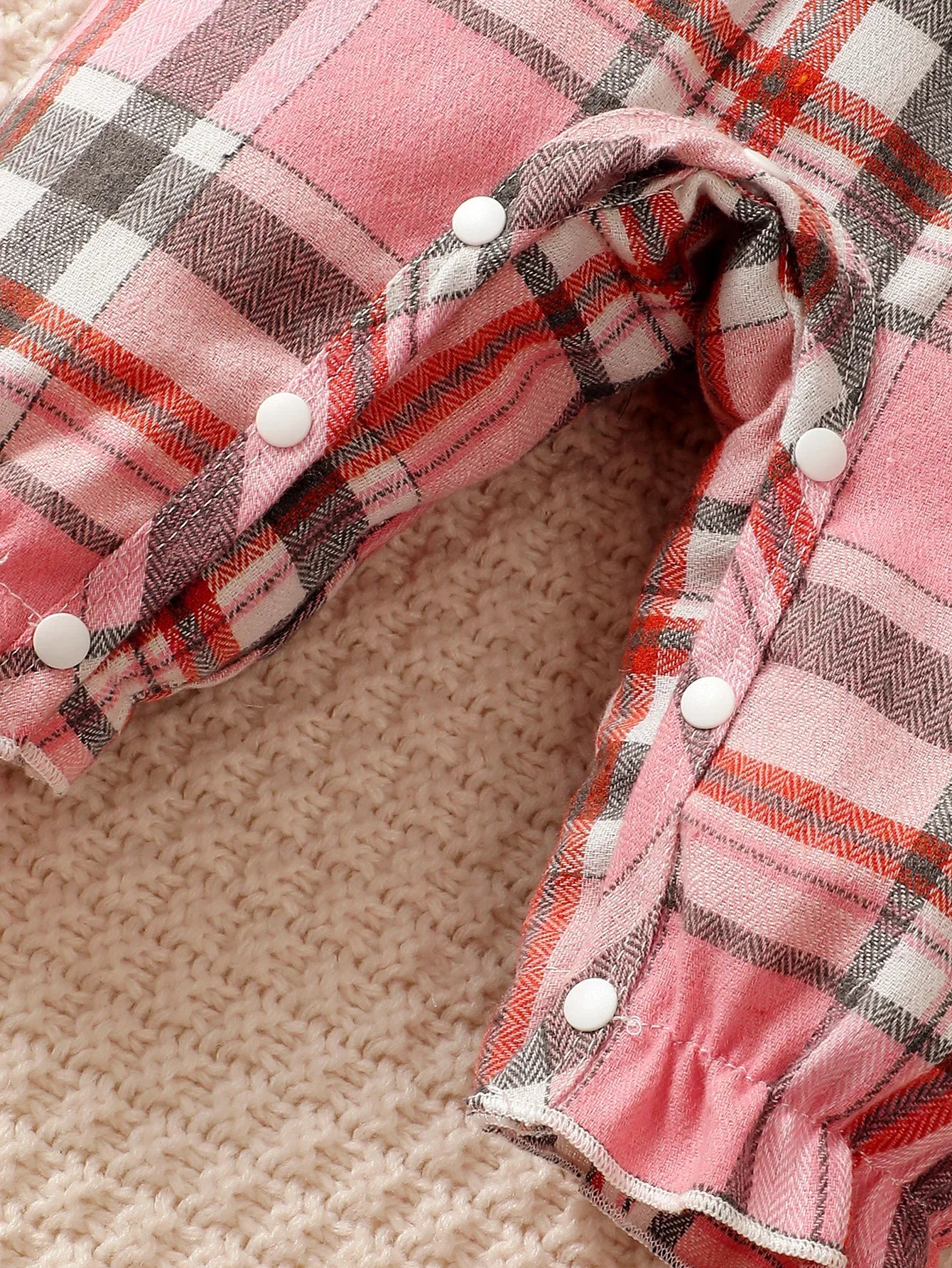 0-18 Months Baby Girl Spring Autumn Outfit Pink Checkered Flying Sleeve Long Sleeve Jumpsuit + Headband