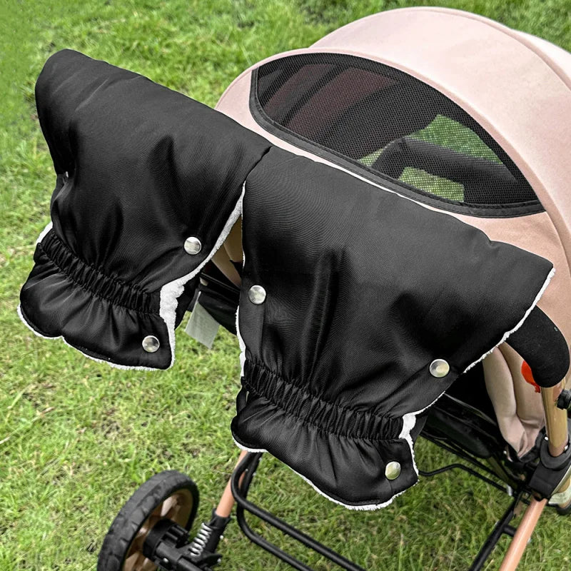 Baby Stroller Warm Gloves Soft Velvet Gloves Black Anti Cold Baby Stroller Handrail Gloves