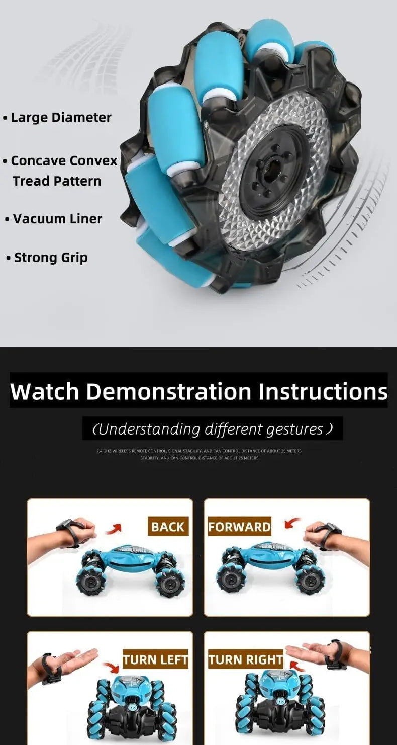 4WD Stunt Car RC Toy, Remote Control Car for Boys & Adults, All Terrain Monster Trucks for Ages 4-12 with Lights & Music