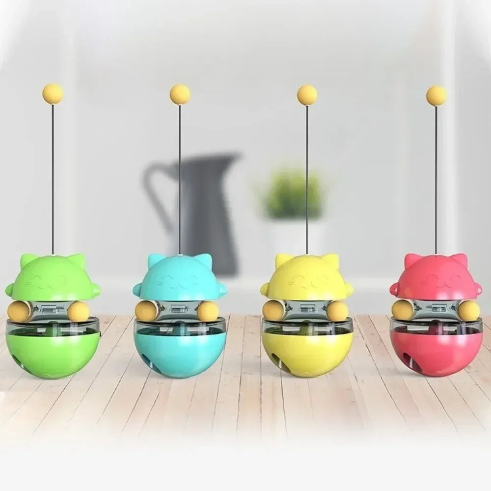 Cat Teasing Stick Tumbler Toy Leakage Food Roller Dispenser Adjustable Snack Rolling Device Interactive Fun Training Pet Cat Toy