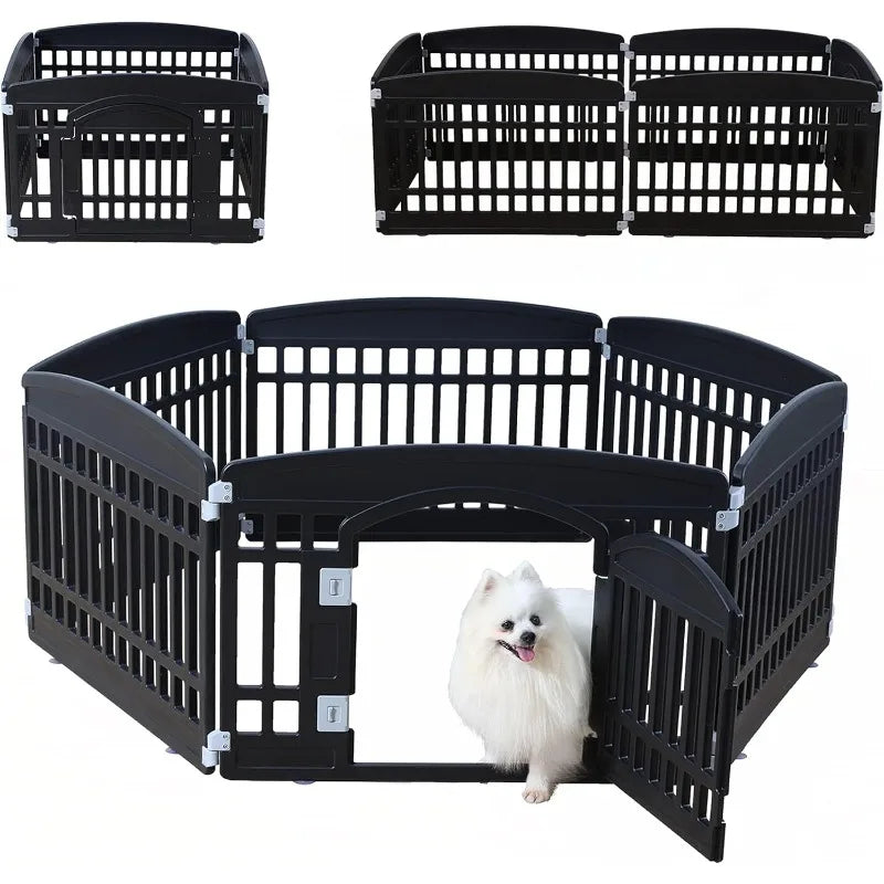 Pet Playpen Foldable Gate for Dogs Heavy Plastic Puppy Exercise Pen Indoor Outdoor Small Pets Fence Puppies Folding Cage 6 Panel