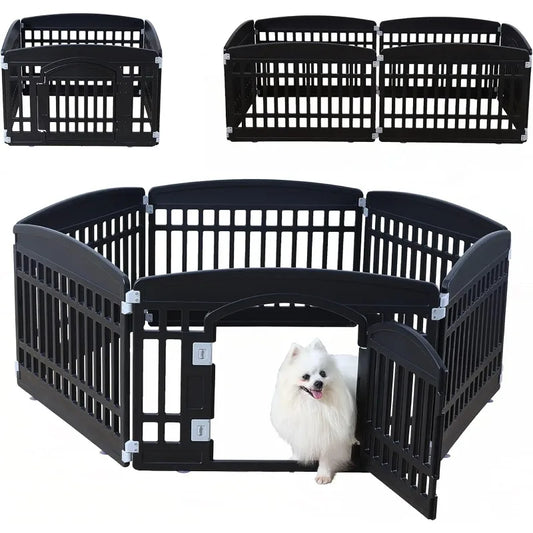 Pet Playpen Foldable Gate for Dogs Heavy Plastic Puppy Exercise Pen Indoor Outdoor Small Pets Fence Puppies Folding Cage 6 Panel