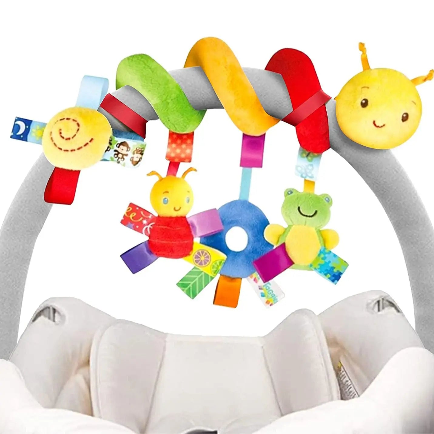 Baby Hanging Car Seat Toys Plush Activity Hanging Stroller Toys with BB Squeaker and Rattles For Newborn Travel Activity Toy