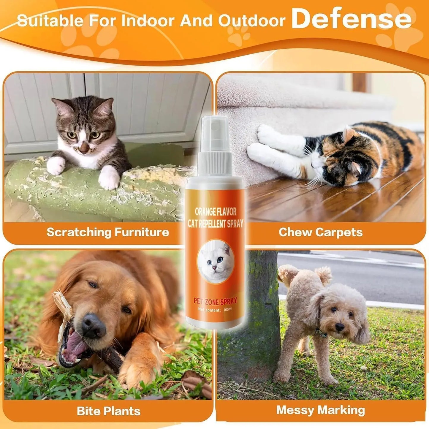 【Stop Scratching Now】Cat Scratch Deterrent Spray, 2-Pack Value Pack, Alcohol-Free Quick Training Aid for Furniture, Sofa