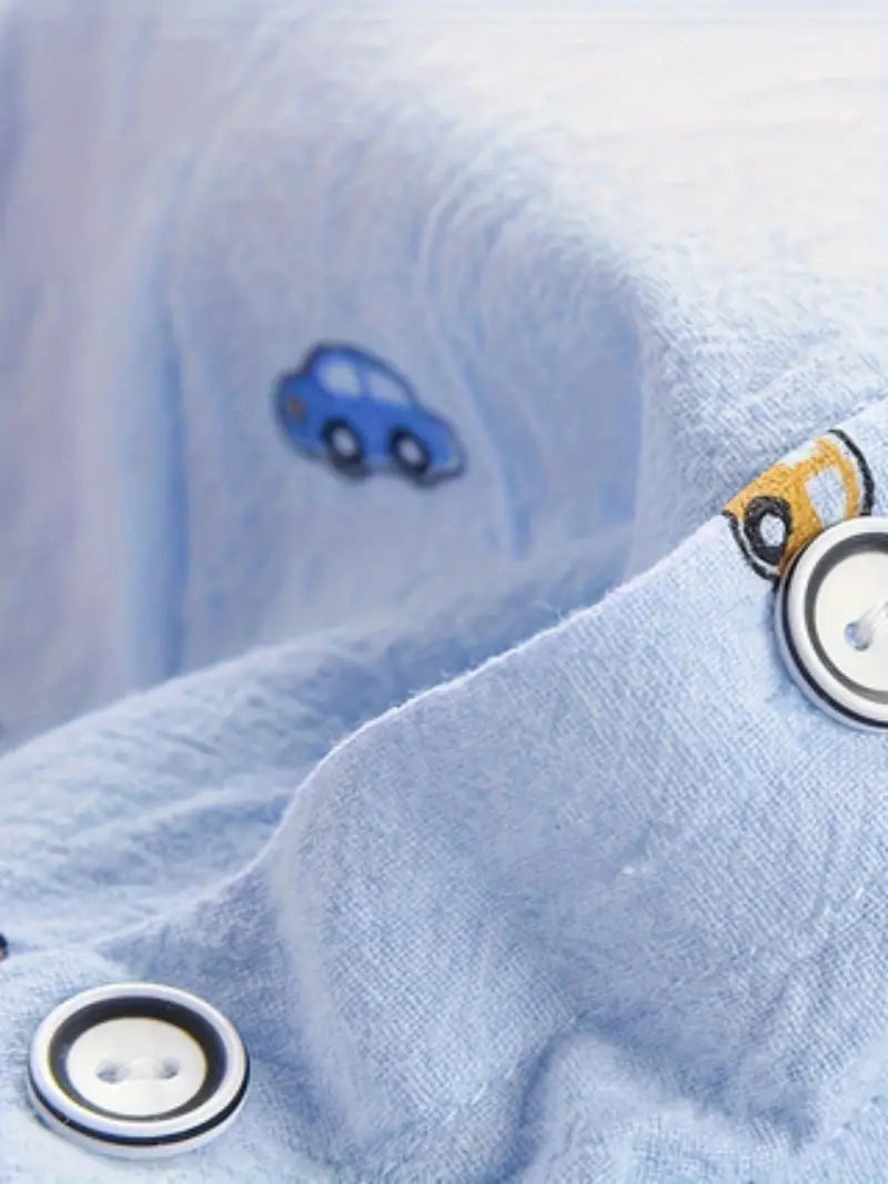 Boys' Spring and Autumn New Fashionable Casual Car Shirt, Boys' Baby Jeans Two Piece Set