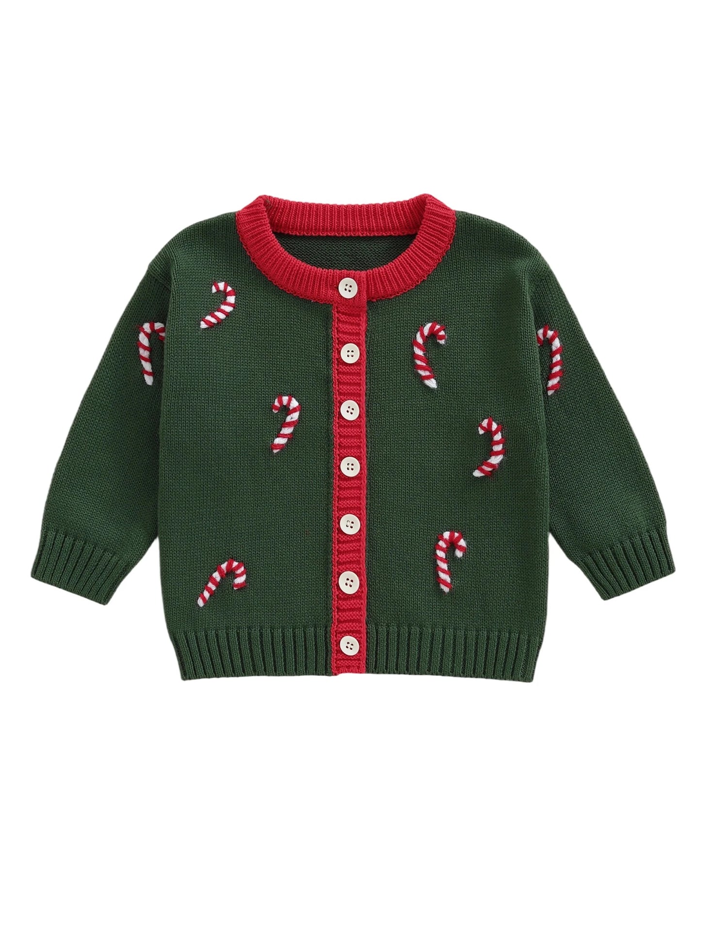 Infant Toddler Christmas Reindeer Knit Cardigan Sweater Long Sleeve Button Down Winter Clothes for Boys Girls with Festive
