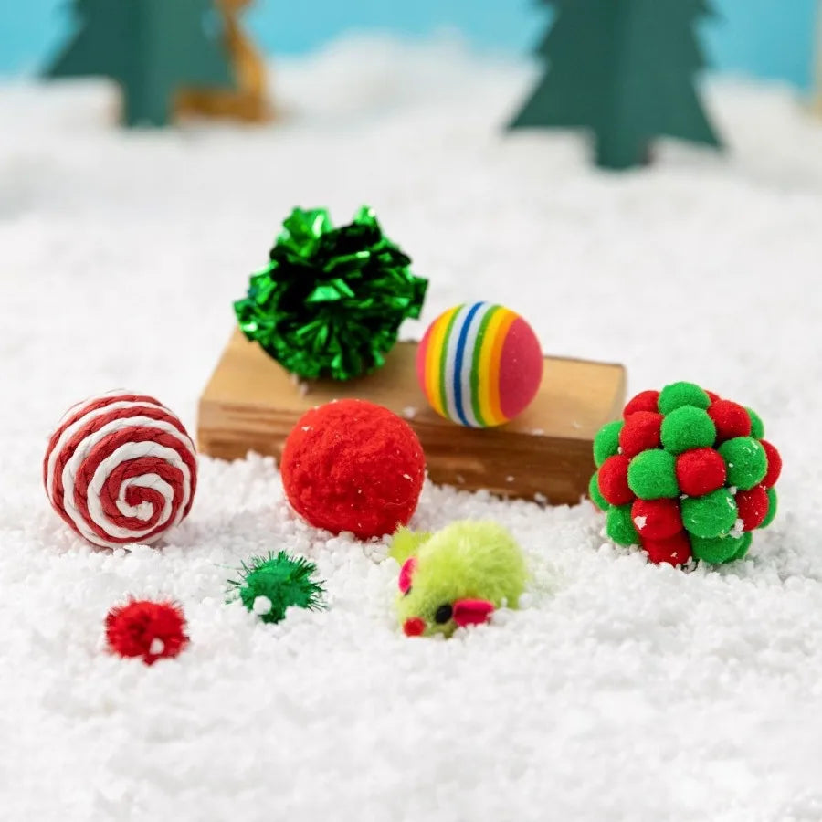 8pcs Cat Christmas Gift Set Chew Toys For Cat Dog Interactive Play