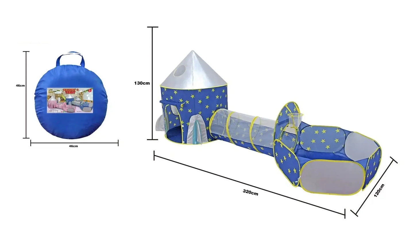 3 In 1 Kid Tent House Play Toy Tunnel Crawling Playhouse Castle Portable Children Ocean Ball Pool Pit Baby Folded Indoor Outdoor