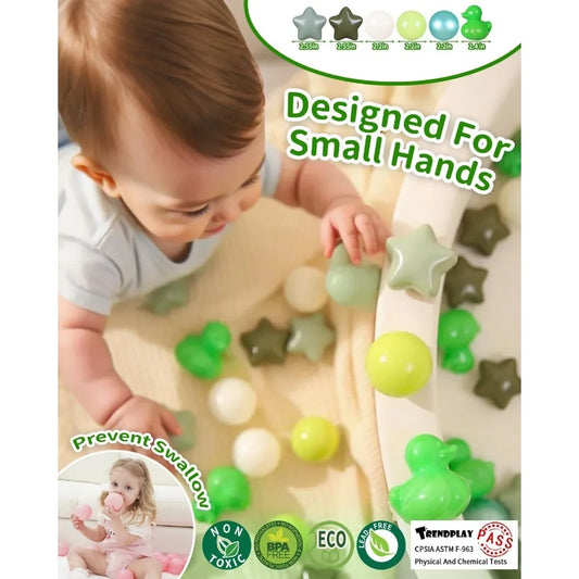 Ball Pit Balls Shapes Pastel, Duck Star Shape Non Toxic for Toddlers Kids Baby Girls Boys Dogs Soft Play,Party, 100pcs