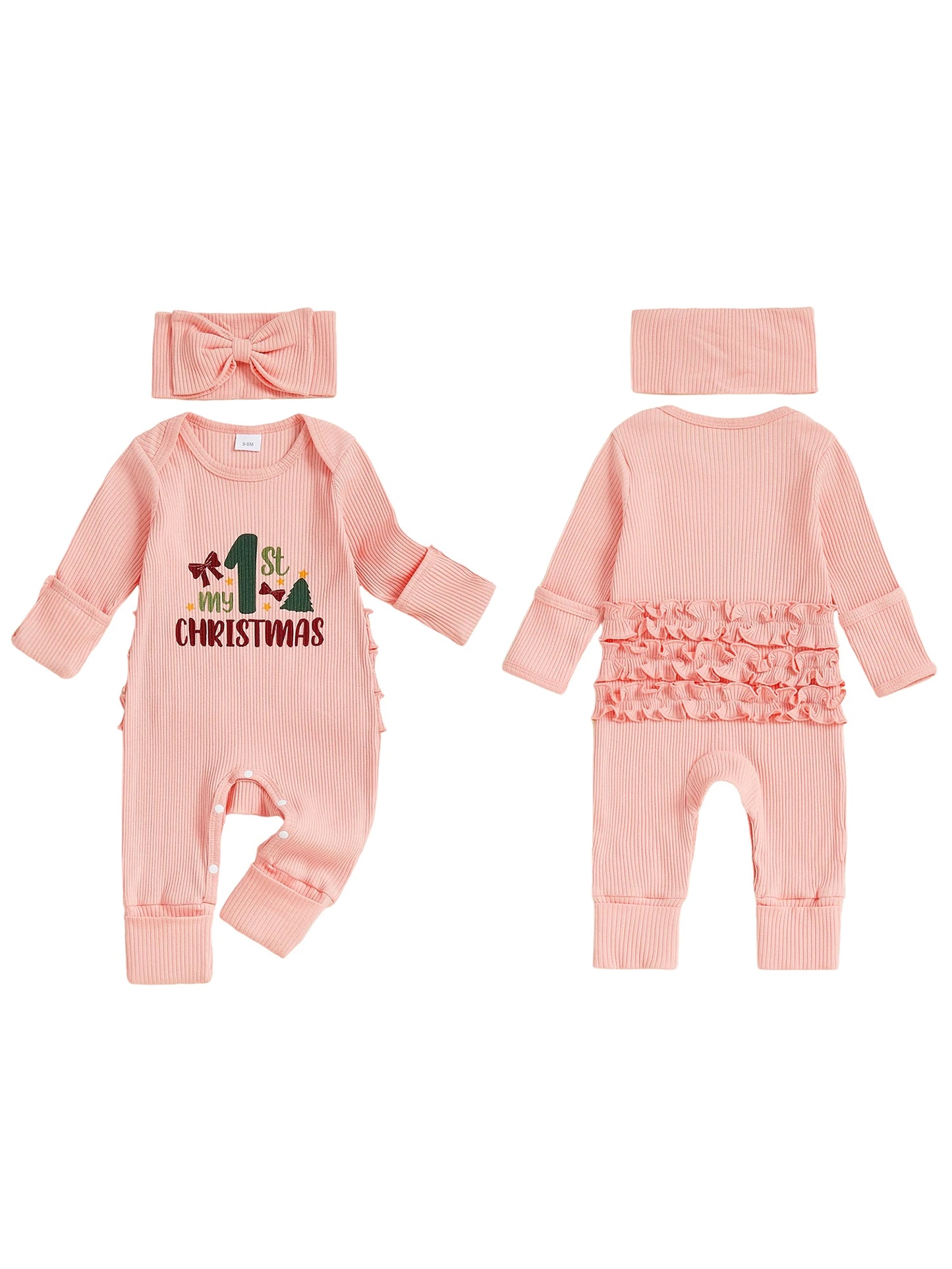 Infant Baby Boy Romper Winter Snowflake Print Long Sleeve Jumpsuit with Hat Set Christmas Outfit for Newborns