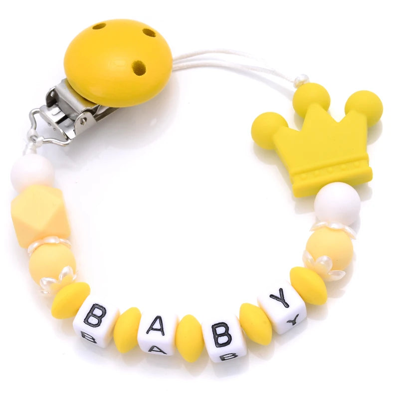 Baby Personalized Name Pacifier Clips Silicone Pacifier Chains Handmade Toddler Teether Teething Chain Nipple Clip Chew Toys