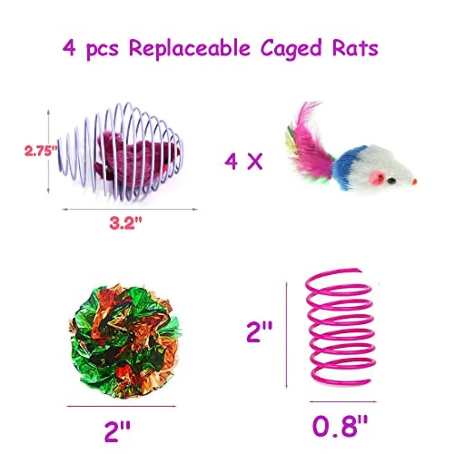 18 Pack Assorted Cat Metal Spring Ba Stretchable Large Cat Spiral Toy Crinkle Ba Interactive Kitten Rolling Coils Spring Inside